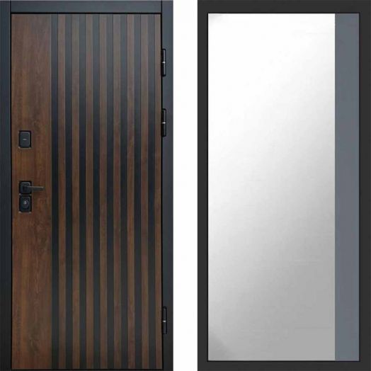 Входная дверь Termo-door Кантри - Широкое Зеркало Фацет Грей софт