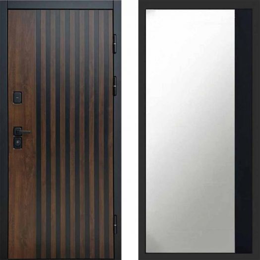 Входная дверь Termo-door Кантри - Широкое Зеркало Фацет Черный кварц