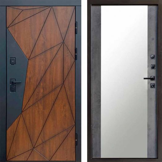 Входная дверь Termo-door Геометрия - Зеркало Бетон темный