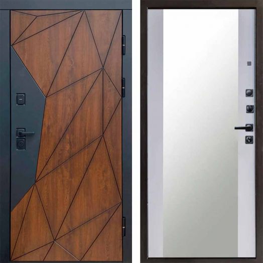 Входная дверь Termo-door Геометрия - Зеркало Белый софт