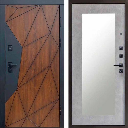 Входная дверь Termo-door Геометрия - Зеркало триумф Бетон светлый