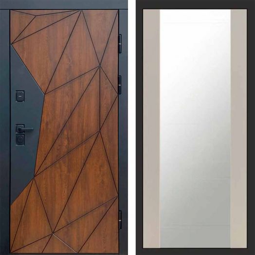 Входная дверь Termo-door Геометрия - Зеркало Слоновая кость