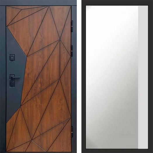 Входная дверь Termo-door Геометрия - Широкое Зеркало Фацет Белый софт