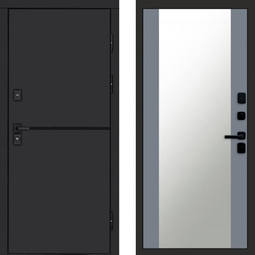 Входная дверь Termo-door Тренд Black - Зеркало Грей софт