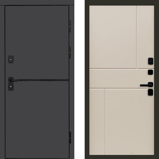 Входная дверь Termo-door Тренд Графит - Горизонт Слоновая кость