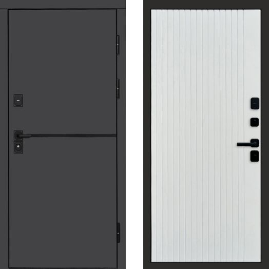 Входная дверь Termo-door Тренд Графит - FLAT Белый софт