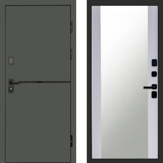 Входная дверь Termo-door Тренд Грин - Зеркало Белый софт