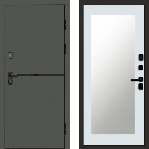 Входная дверь Termo-door Тренд Грин - Зеркало триумф Белый софт