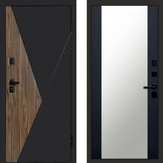 Входная дверь Termo-door Матрикс Ультра - Зеркало Черный кварц+тонировка