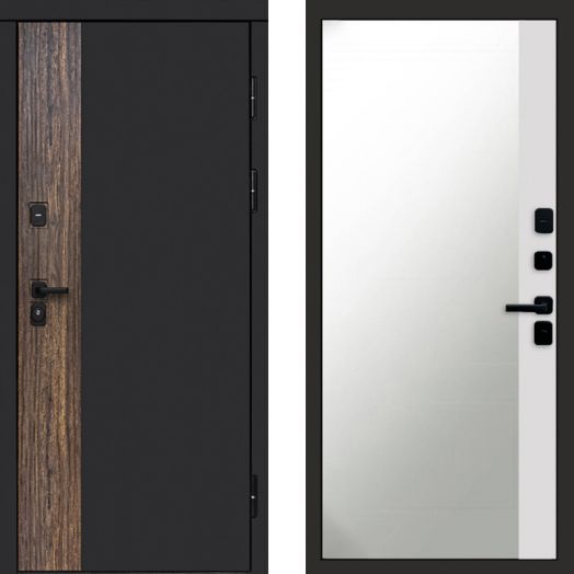 Входная дверь Termo-door ТОР - Широкое Зеркало Фацет Белый софт