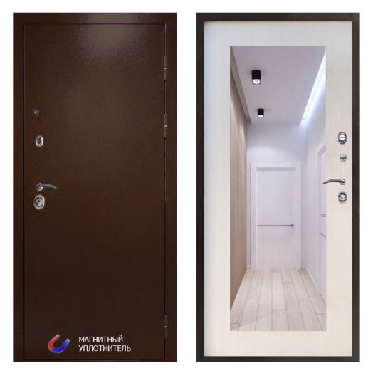 Входная дверь Termo-door Техно Медь - Зеркало триумф Лиственница