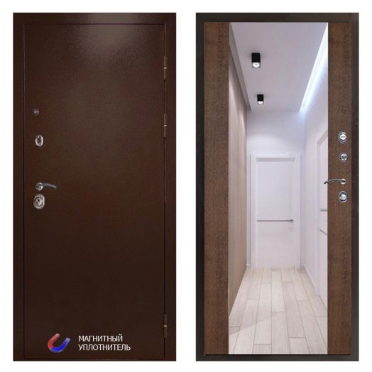Входная дверь Termo-door Техно Медь - Зеркало Дуб