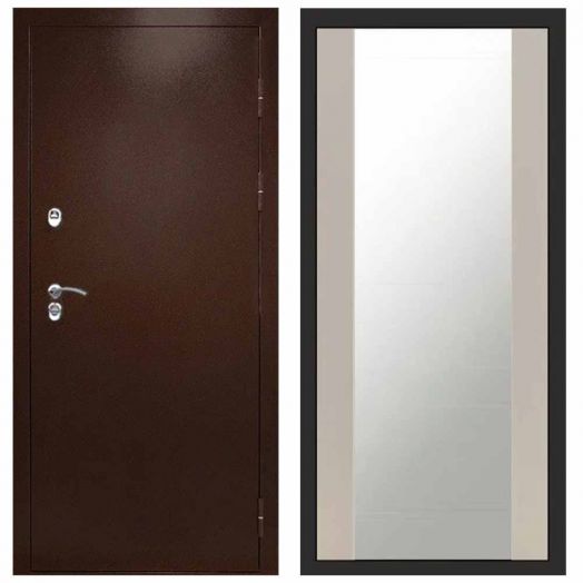 Входная дверь Termo-door Техно Медь - Зеркало Слоновая кость