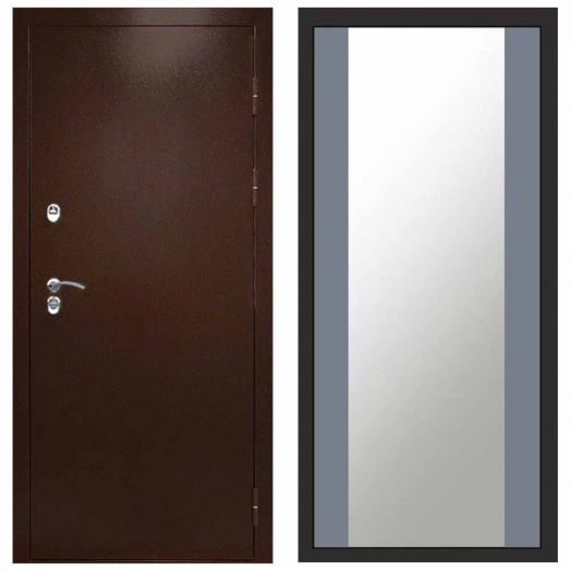 Входная дверь Termo-door Техно Медь - Зеркало Грей софт