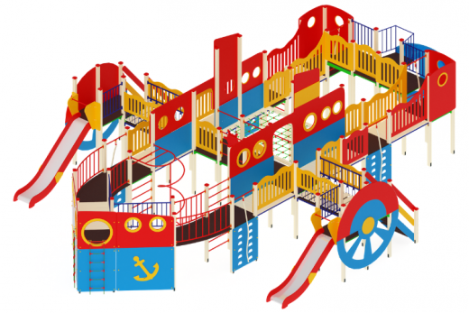 Детский игровой комплекс Пароход Горки 1200, 1500, 2000 15180х9640х4000