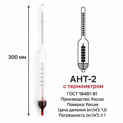 Ареометр для нефти и нефтепродуктов АНТ-2 (670...750) кг/м3, (ГОСТ 18481-81)