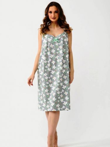 Сорочка ночная женская "Полянка" (бретель) (графит)