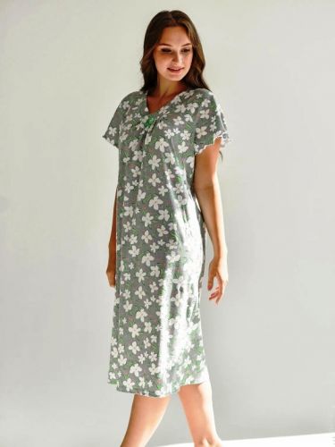 Сорочка ночная женская "Полянка" (рукав) (графит)