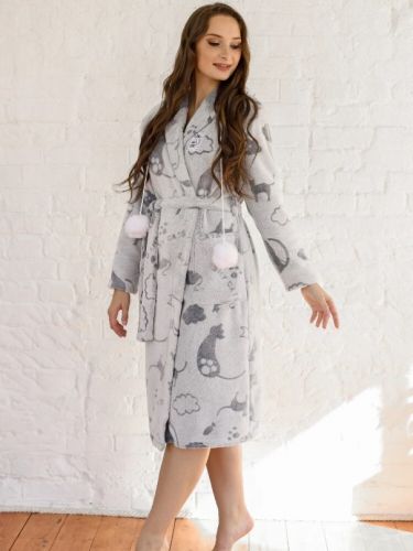 Халат женский "Кисуня" (серый)