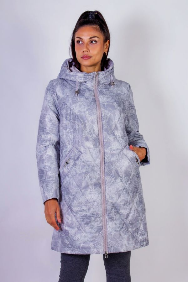 Элегантная демисезонная куртка с капюшоном Листья арт.338 [коричневый]