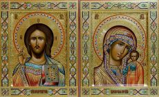 Венчальная пара: Казанская икона Божией Матери и Господь Вседержитель (UV-печать)(10379)