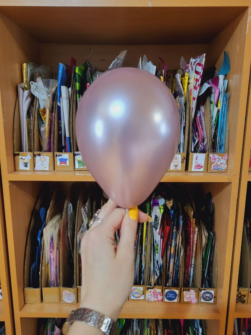 Микро розовый шёлк хром шар малюсенький с гелием