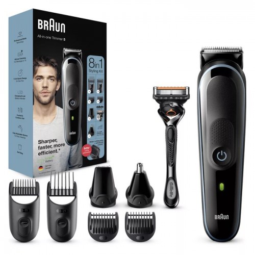 Триммер универсальный Braun MGK5365+ Бритва Gillette,  8-в-1, автоматическая настройка напряжения, 13 установок длины от 0,5 до 21 мм