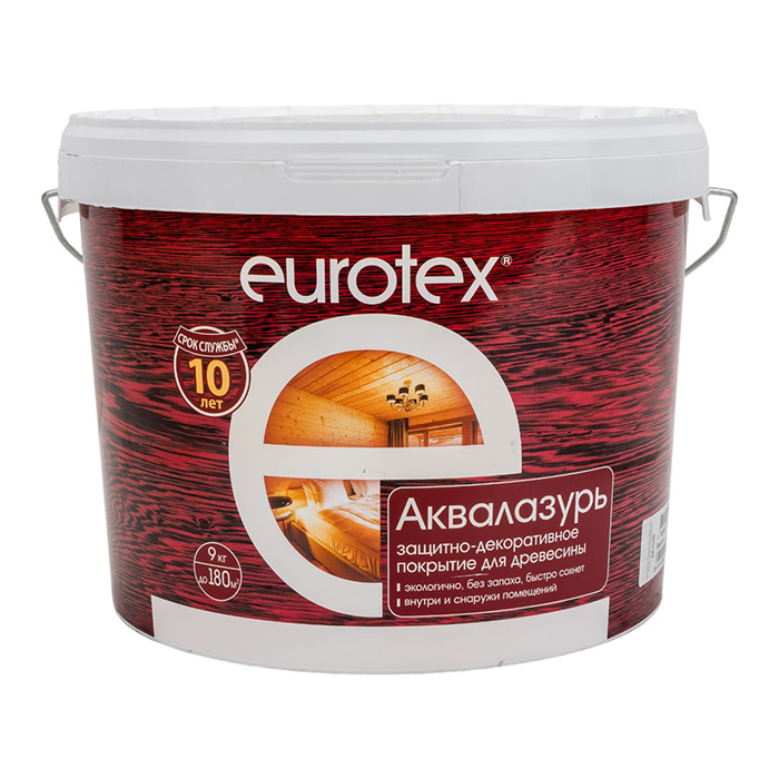 Лак акриловый АКВАЛАЗУРЬ ЕВРОТЕКС, ЗАО "НПП Рогнеда" палисандр, 9кг.