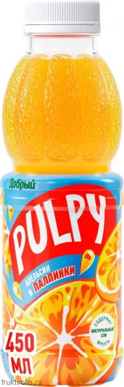 Напиток сокосодержащий «Палпи» Апельсин (пэт) 0,45л