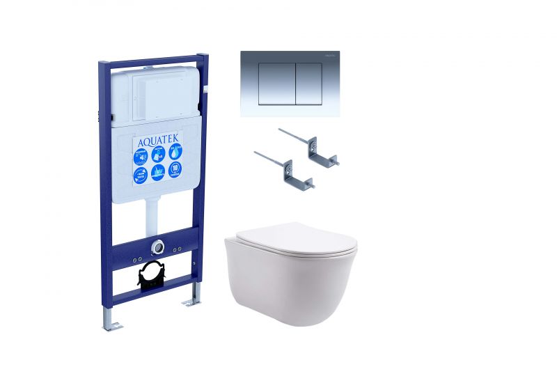 Комплект инсталляции с  подвесным унитазом и клавишей Aquatek SET AQUATEK КЛАССИК-010 4в1