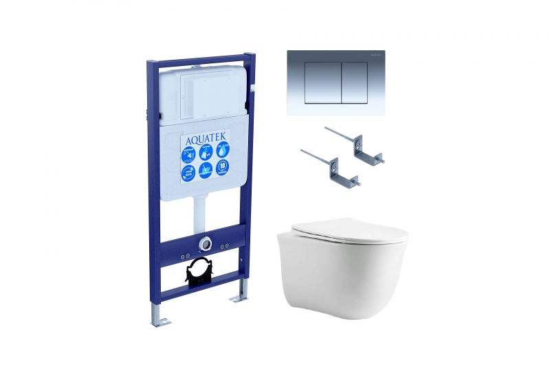 Комплект инсталляции с  подвесным унитазом и клавишей Aquatek SET AQUATEK КЛАССИК cm-010 4в1