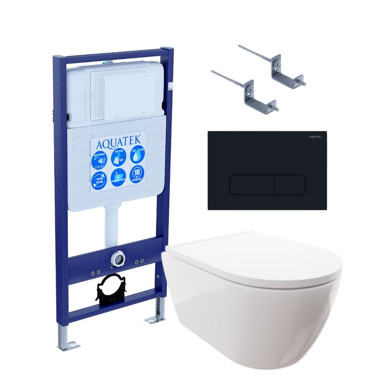 Комплект инсталляции с  подвесным унитазом и клавишей Aquatek SET AQUATEK ПОЛАРИС-017 4в1