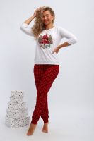 Пижама женская П162 Нарядные Ёлочки [красный,белый]
