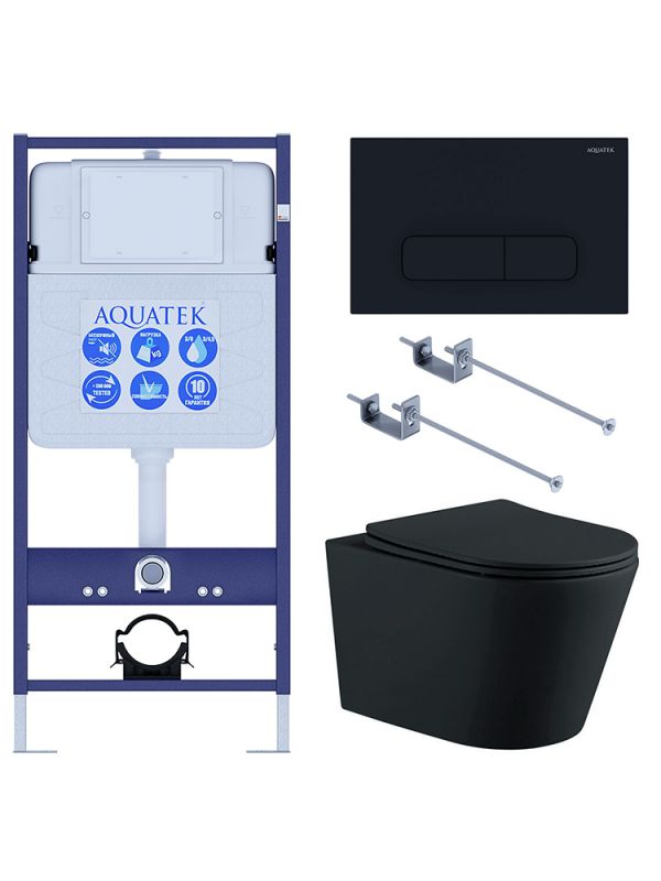 Комплект инсталляции с  подвесным унитазом и клавишей Aquatek Set AQUATEK ВЕГА MB-017 4в1