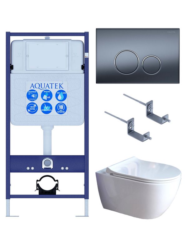 Комплект инсталляции с  подвесным унитазом и клавишей Aquatek SET AQUATEK ПОЛАРИС-01-035 4в1