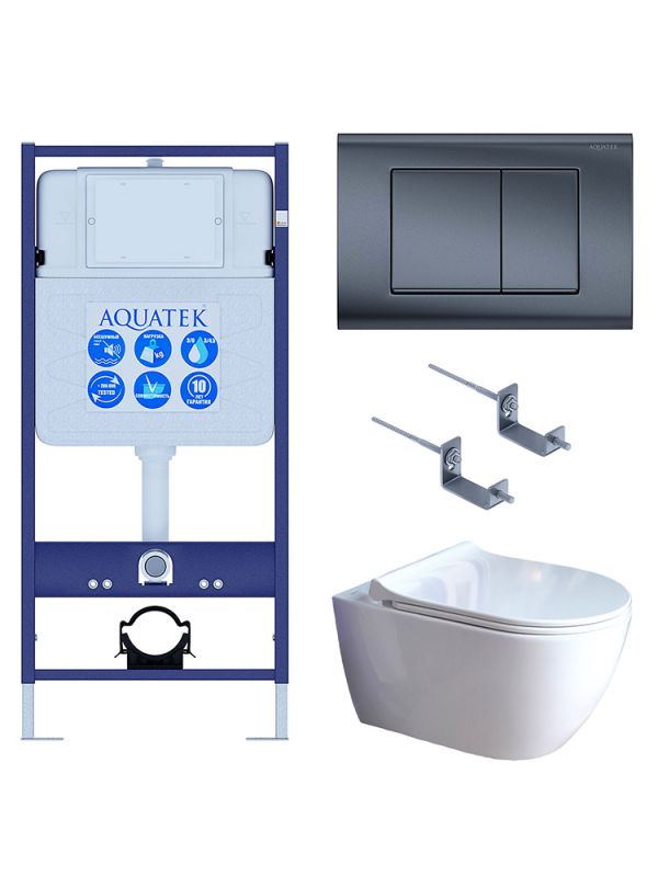 Комплект инсталляции с  подвесным унитазом и клавишей Aquatek SET AQUATEK ПОЛАРИС-01-033 4в1