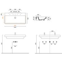 Раковина Catalano Zero 121002001 100x50 см с 2 отверстиями цвет белый глянцевый схема 2