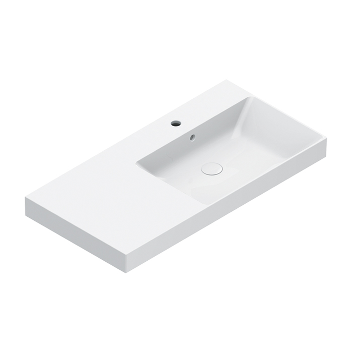 Изображение Раковина Catalano Zero 121031001 100x50 см чаша справа с 1 отверстием цвет белый глянцевый