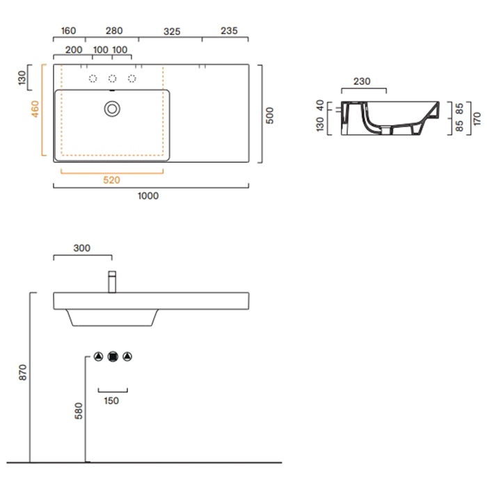 Раковина Catalano Zero 121041001 100x50 см чаша слева с 1 отверстием цвет белый глянцевый ФОТО