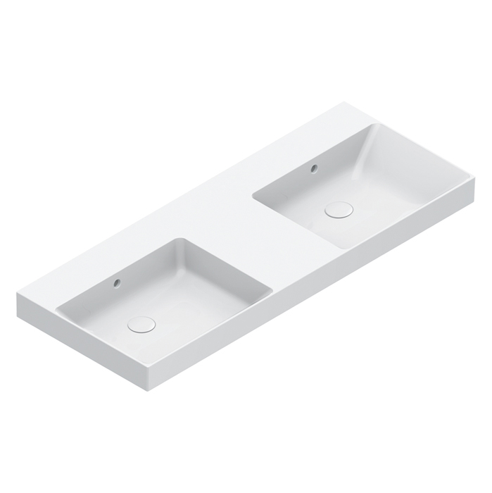 Изображение Раковина Catalano Zero 121270001 125x50 см двойная без отверстий цвет белый глянцевый