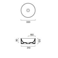 Круглая раковина Catalano Zero 122320021 32 см накладная без отверстий цвет белый матовый схема 2 Круглая раковина Catalano Zero 122320021 32 см накладная без отверстий цвет белый матовый схема 2