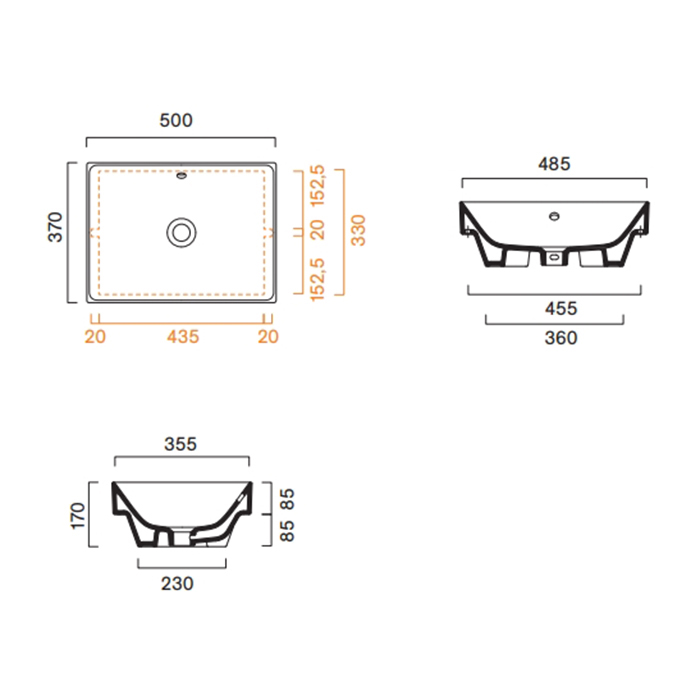 Раковина Catalano Zero 124500001 50x37 см встраиваемая без отверстий цвет белый глянцевый ФОТО