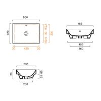 Раковина Catalano Zero 124500001 50x37 см встраиваемая без отверстий цвет белый глянцевый схема 2
