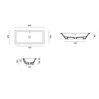 Раковина Catalano ZERO 124810001 встраиваемая под столешницу 80x37 см цвет белый глянцевый схема 2
