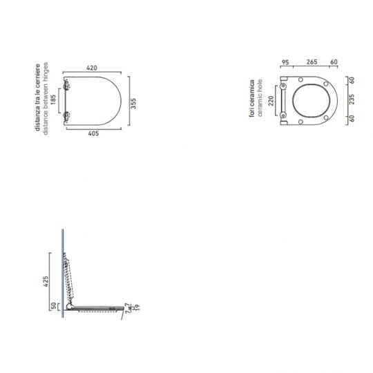 Cиденье для унитаза Catalano Zero 151200001 с микролифтом тонкое цвет белый глянцевый схема 2 Cиденье для унитаза Catalano Zero 151200001 с микролифтом тонкое цвет белый глянцевый схема 2