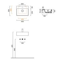 Раковина Catalano Premium 220420001 40x32 см без отверстий цвет белый глянцевый схема 2