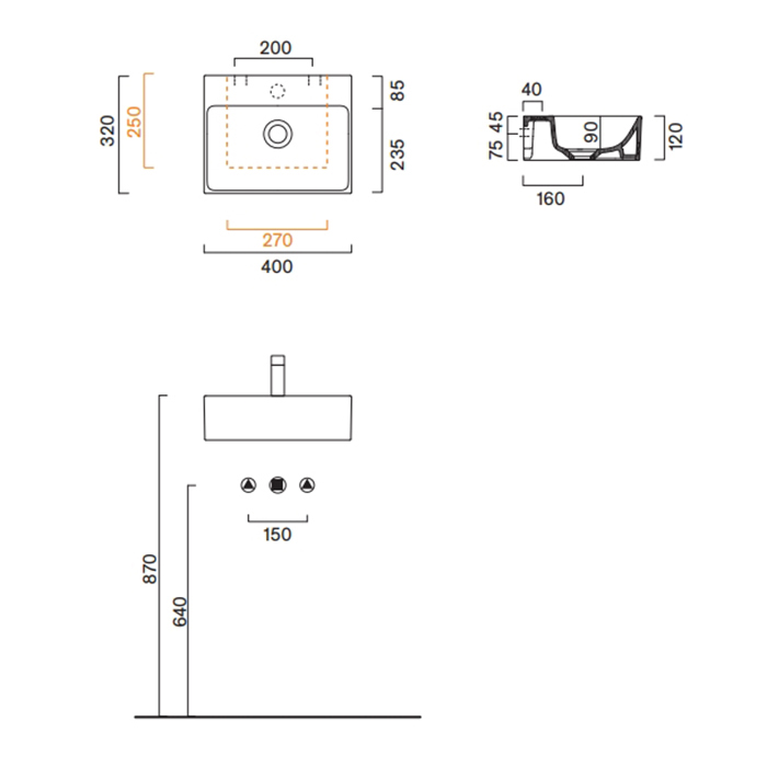 Раковина Catalano Premium 220420022 40x32 см без отверстий цвет черный матовый ФОТО
