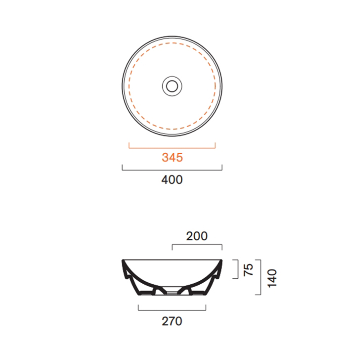 Раковина Catalano Sfera 524400001 40 см встраиваемая без отверстий цвет белый глянцевый ФОТО