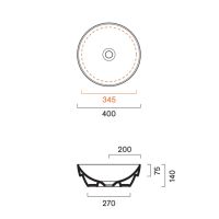 Раковина Catalano Sfera 524400001 40 см встраиваемая без отверстий цвет белый глянцевый схема 2