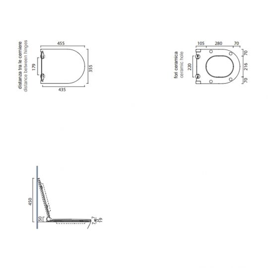 Сиденье Catalano Sfera 551500001 для унитаза моноблок с микролифтом цвет белый глянцевый схема 2